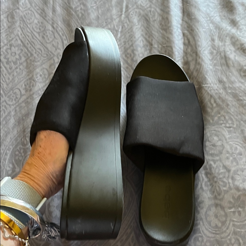 bebe Black Platform Sandals